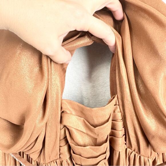 NWT Galina Signature Beaded Belt Chiffon Halter A-Line Bodice Cutout Gown - 22 - Picture 7 of 16